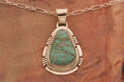 Genuine Number 8 Mine Turquoise Sterling Silver Pendant